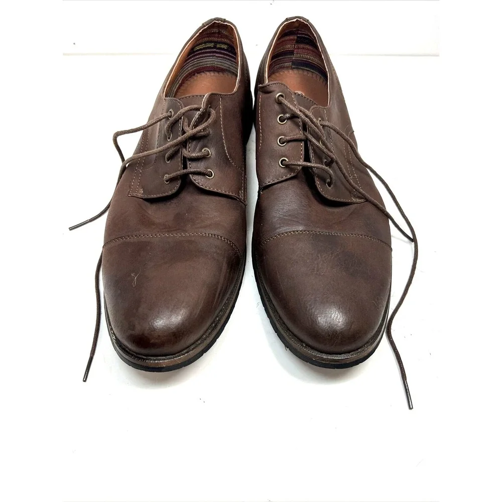 Ferro Aldo Men Dress Shoes Leather Lined Lace Up Brown Size 13